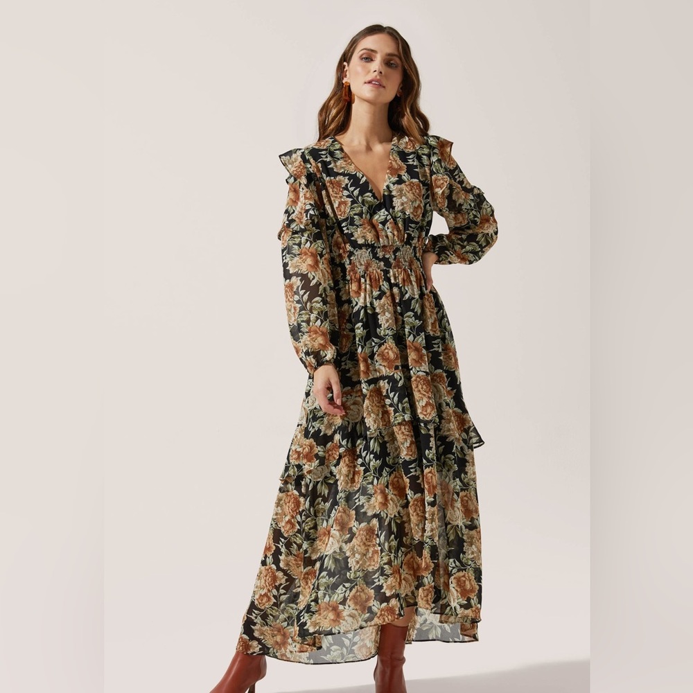 ASTR the Label Long Sleeve Ruffle Floral Maxi Dress